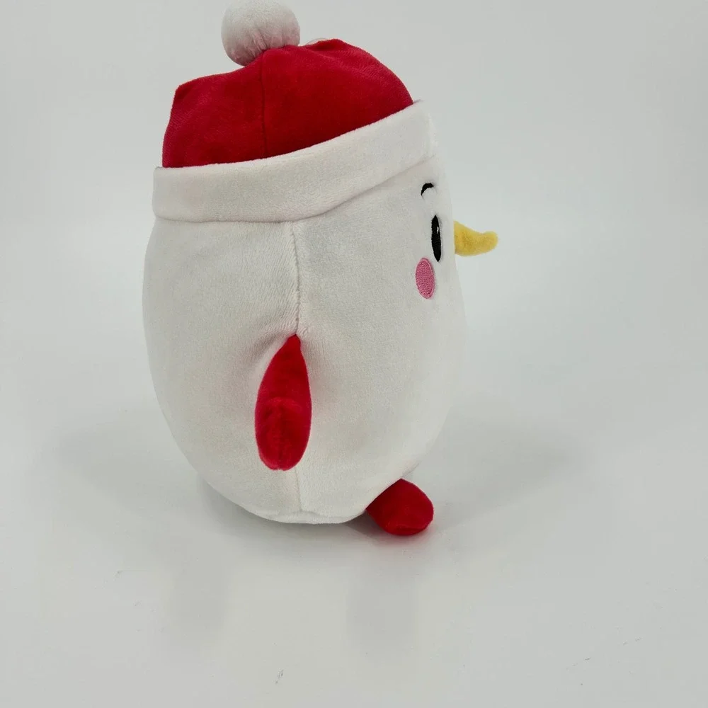 Snowman Plush Santa Hat Peppermint Buttons Christmas 7 Inch